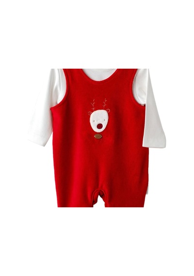 Andywawa Ac25339 Happy Newyear Kadife Bebek Tulum Takım Red Red