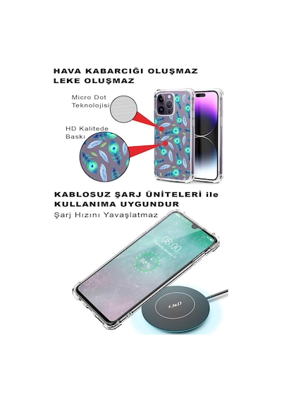 Prinrify Samsung Galaxy J6+ Plus Uyumlu Nazar Boncuğu 3 Baskılı Şeffaf Köşe Korumalı Antişok Kılıf