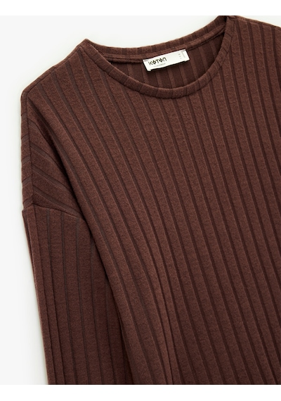 Koton Uzun Kollu Bisiklet Yaka Rahat Kalıp Pijama Üstü Bordo 6wlk40057mk Bordo
