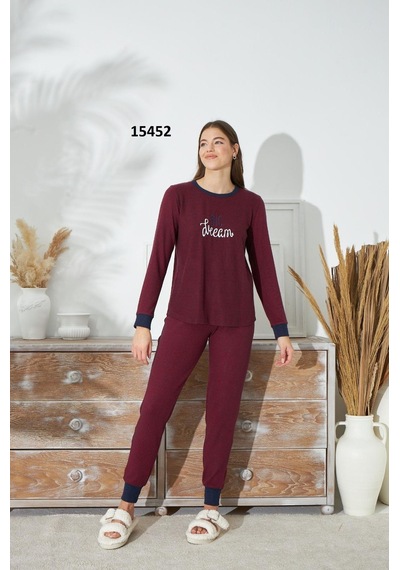 Sevim 15452 Kadın İnce Örgü Uzun Kol Pijama Takım 001