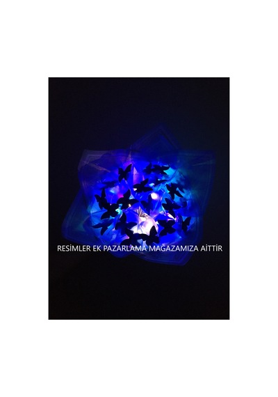 Led Işıklı 20 Li Mavi Kelebek Çiçek Buketi Mavi - 560158724 Mavi
