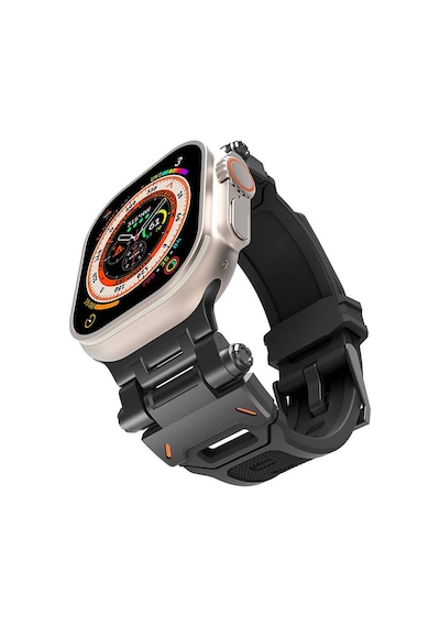 Zore Watch 42mm Clo- Krd-108 Metal Başlıklı Silikon Kordon-siyah
