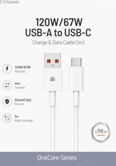 Tr 67w Max 6a Hızlı Şarj Usb Kablosu Beyaz 2 Metre Diğer