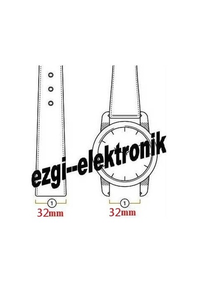 1Kalite 32Mm Uzun Siyah Deri Saat Kayışı Diesel Model Saat Kordon
