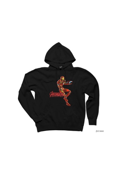 Avengers Infinity War Iron Man Siyah Kapşonlu Sweatshirt Hoodie