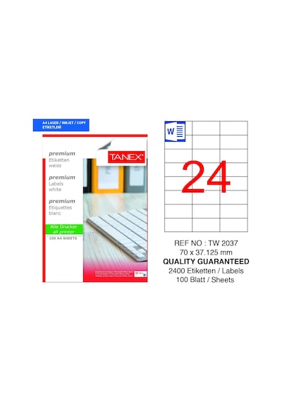 Tanex Tw-2037 70x37mm 100 Lü Lazer Etiketi