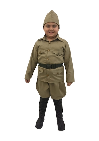 Köylü Kostüm Çanakkale Asker Çocuk Kostümü Toprak