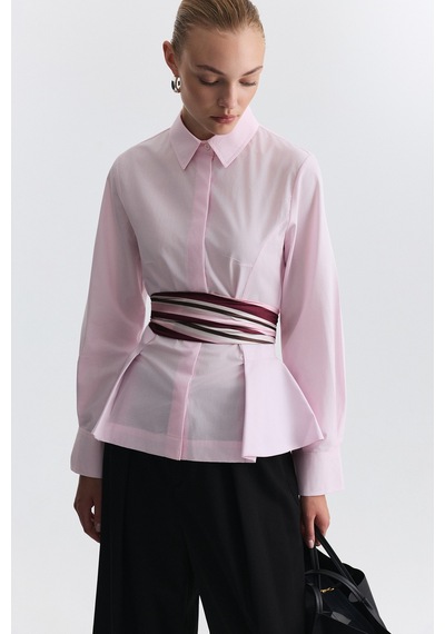 Antioch Peplum Poplin Gömlek Pembe