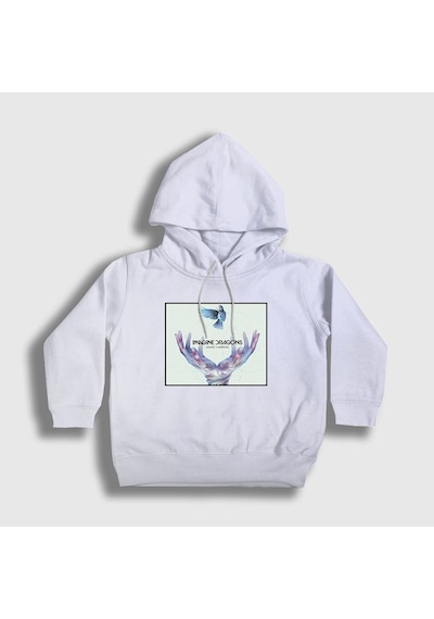 Presmono Unisex Çocuk Smoke Imagine Dragons Kapüşonlu Sweatshirt Beyaz