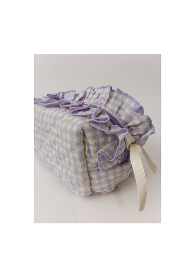 Mor Pötikare Firfirli Makyaj Çantası 17x10x11 Cm