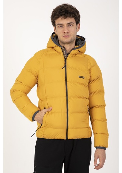 Maraton Sportswear Regular Erkek Kapşonlu Uzun Kol Basic Safran Mont 21259-safran Safran