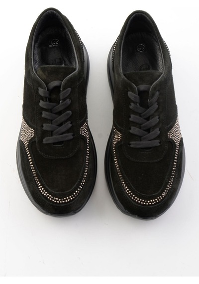 Bambi Siyah Süet Hakiki Deri Kadın Sneaker K01753051402