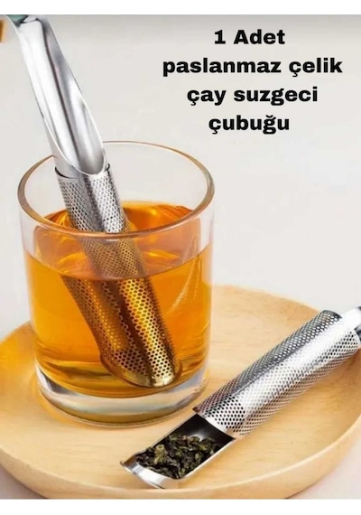 Paslanmaz Çelik Pratik Çubuk Çay Süzgeci - Bitki Çayı Demleme Filtresi Stick Süzgeç Çelik Diğer