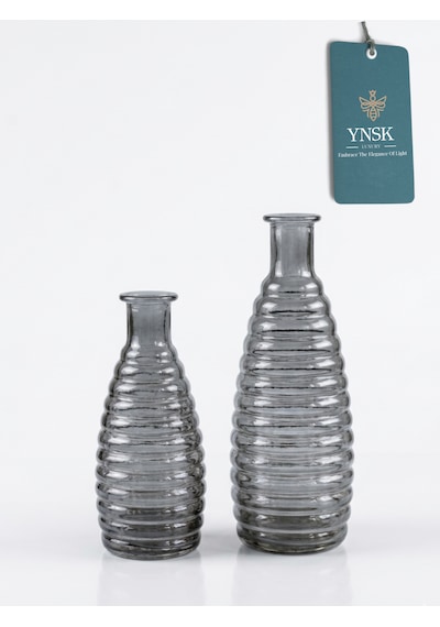 2 Li Minimalist Cam Vazo Seti Dekoratif Modern Masa Üstü Vazo Çiçeklik Füme