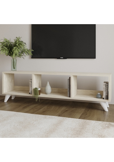Tina Tv Sehpası 120 Cm Açık Meşe Renkli, Retro Tarz Ahşap Ayaklı Minimal Tv Sehpası Traverten Tina Tv Sehpası 120 Cm Açık Meşe Renkli, Retro Tarz Ahşap Ayaklı Minimal Tv Sehpası Traverten