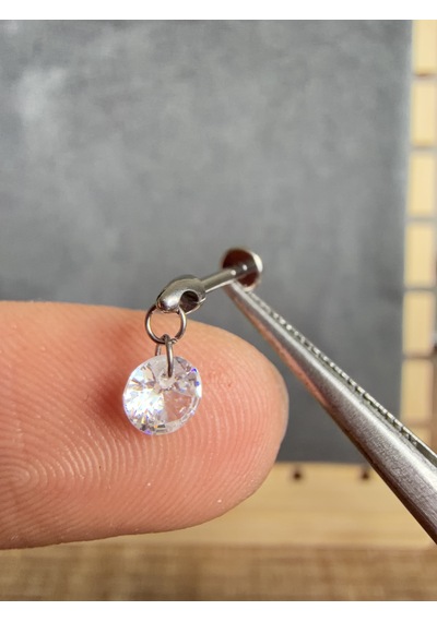 Yüksek Kalite G23 Titanium Sallantı Daire Zirkon Titanyum 8x1.2mm Labret Piercing Gümüş