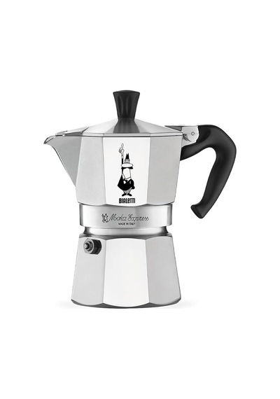 Moka Express: 3 Cups Ocak Üstü Espresso Pişirici - 130ml - Gümüş Renk - Alüminyum Gövde - Patentli Güvenlik Val