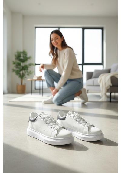 Enoch Erkek Beyaz Sneaker Oversize Kalın Tabanlı Siyah Topuk Detaylı Lüks Model Beyaz - Siyah Enoch Erkek Beyaz Sneaker Oversize Kalın Tabanlı Siyah Topuk Detaylı Lüks Model Beyaz - Siyah