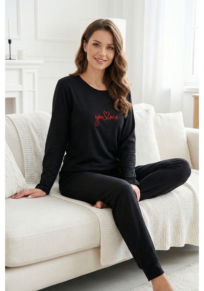 Remsa Kadın Önü Yazılı Suprem Pijama Takımı 0607 Siyah07 Siyah07