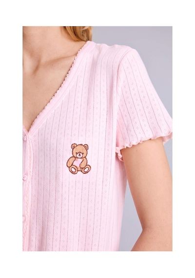 Defacto Regular Fıt Kısa Kollu Ayıcıklı 2li Pembe Pijama Takımı H3709ax26aupn436 Pembe-pn436