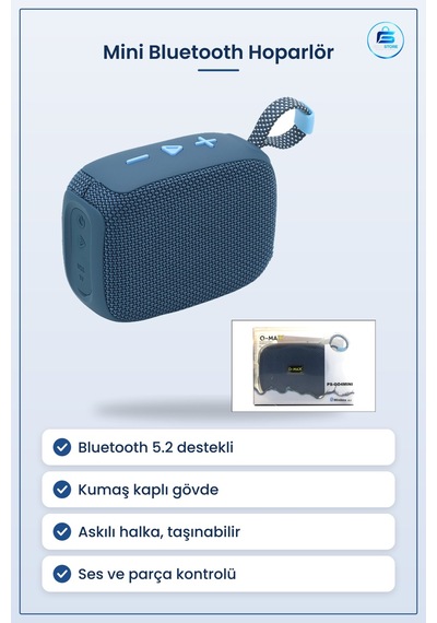 Bluetooth 5.2 Mini Hoparlör Müzik Çalar Kablosuz Taşınabilir Kuma