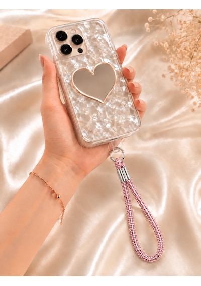 Pembe Taşlı Telefon Bilek Askısı Kristal Taşlı Şık El Askısı