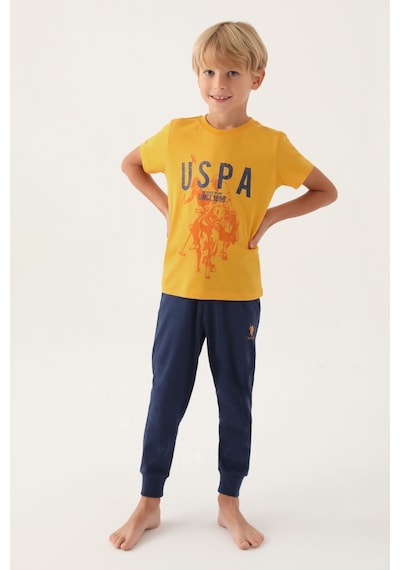 U.S. Polo Assn. Lisanslı Hat Hardal Erkek Çocuk Pijama Takımı 5274-43053 Hardal