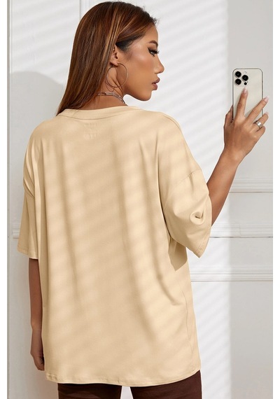 Unisex Newyork Baskılı Oversize Tshirt Bej