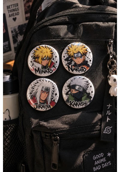 Naruto 4 Lü 58 Mm Rozet Seti 1 Naruto Minato Jiraiya Kakashi Anime Rozet Çok Renkli