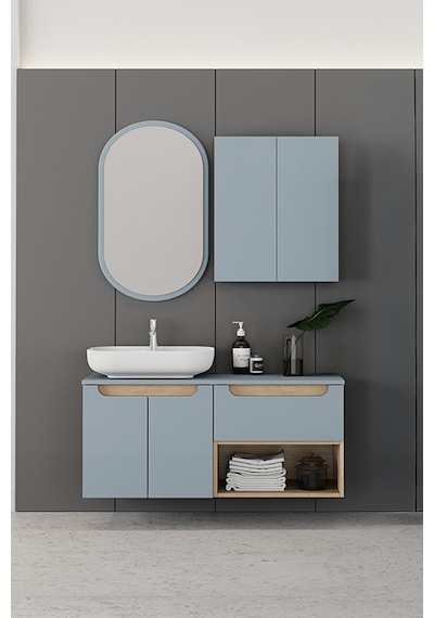 Biani Katia 120 Cm Banyo Dolabı Renk Buz Mavisi