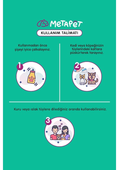 Metapet Kedi Köpek Kıtık Açıcı Kolay Tarama Spreyi Tüy Dökülmesi Karşıtı 150 ML