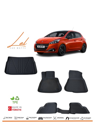 Peugeot 208 3d Havuzlu Paspas Bagaj Havuzu Seti 2013-2019