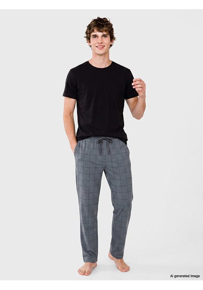LC Waikiki Lc Waıkıkı Antrasit Regular Fit Ekose Erkek Pijama Alt