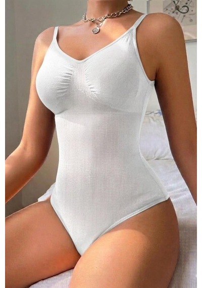 Fit Women 2 Beden Alt Tarafı Çıtçıtlı Zıbın Korse Seamless 9051 Beyaz