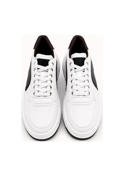 Yalçın Erkek Sneaker Beyaz Siyah Kalın Taban Ortopedik Bağcıklı Günlük Ayakkabı Beyaz - 880226106 Beyaz