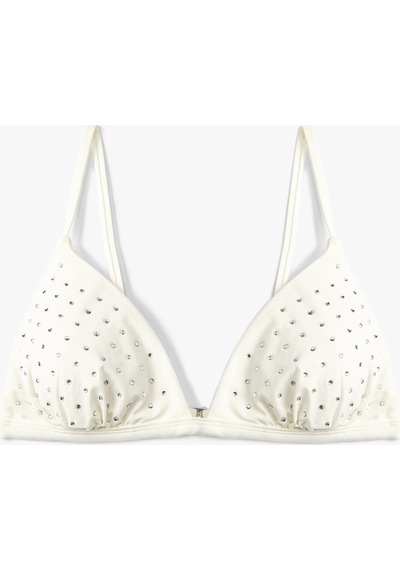 Koton Üçgen Bikini Üstü Parlak Taş İşlemeli Kaplı Beyaz 3sak10017mm 3SAK10017MM000 Beyaz
