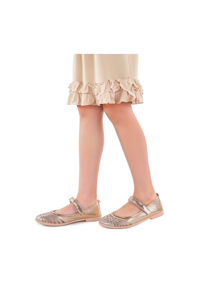 Kiko Kids Cırtlı Kız Çocuk Babet Ayakkabı Arç 06 Altın