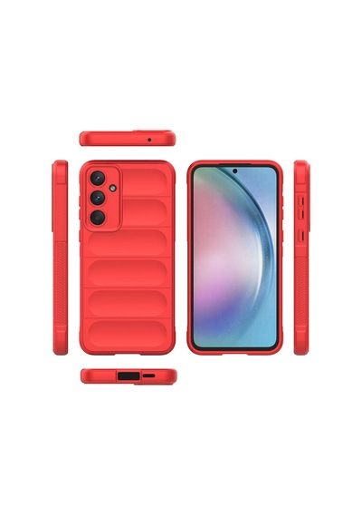 Galaxy Uyumlu A55 Kılıf Kamera Korumalı Esnek Silikon Parmak Şeritli Pazarplus Kırmızı