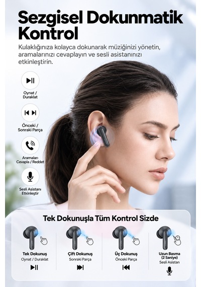 Aukey Ep-b2-gy Hibrit Anc 10 Mm 4 Mikrofon Kablosuz Kulak İçi Kulaklık - Gri