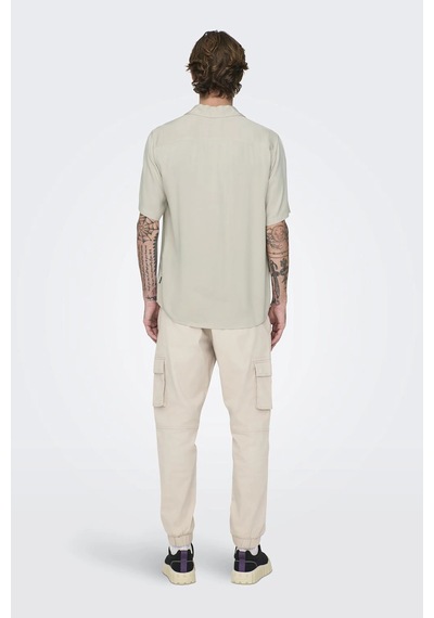 Only & Sons Onsdash Lıfe Reg Vısc Res Ss Shırt Erkek Gömlek 22024164 Bej