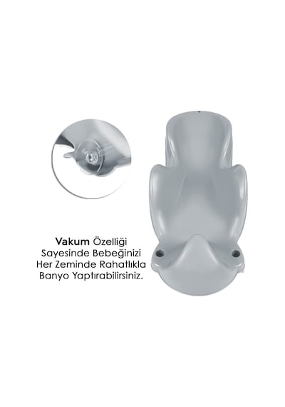 Vakum Kaymaz Tabanlı Bebek Yıkama Banyo Aparatı Bebek Yıkama Koltuğu Küvet Oturak Gri