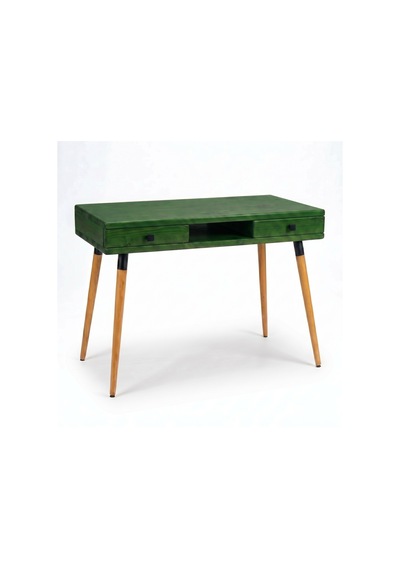 Mobenta Modest Desk: Masif Çalışma & Laptop Masası 2 Çekmece 1 Bölme - 120x60 Ye Yeşil