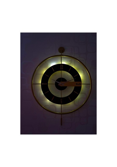 Pey Aksesuar Metal Camlı Duvar Saati 60x80 Cm Büyük Boy Işıklı Gerçek Cam M63-gold-şeffaf-siyah-gold M63-gold-şeffaf-siyah-gold