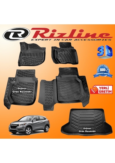 Honda Hrv 3D Paspas + Bagaj Havuzu 2016 - 2020 Arası Set Rizline N11.10545