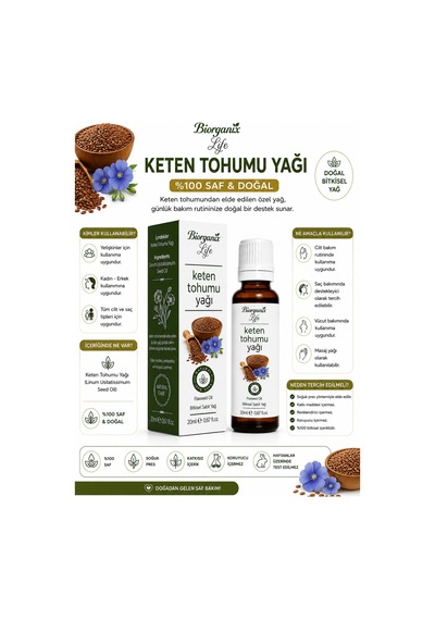 Keten Tohumu Yağı 20 Ml - Sıkılaştırıcı & Yaşlanma Karşıtı Yüz Bakım Yağı