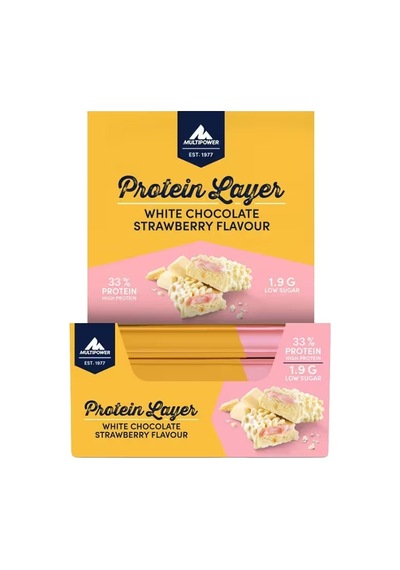 Multipower Layer Protein Bar 18 50 Gr - White Chocolate Strawberry