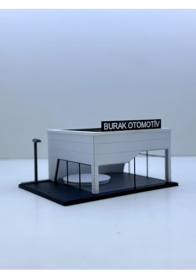1/64 Ölçekli Beyaz Renkli Showroom Tasarımlı Diorama Araç Sergileme Garajı 3d Baskı