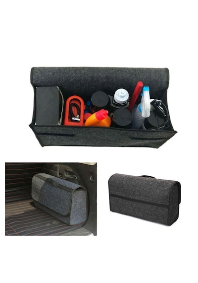 Araç Araba Oto Bagaj Keçe Çanta Organizer İç Aksesuar Tuning Eşya Düzenleyici 50x20x15
