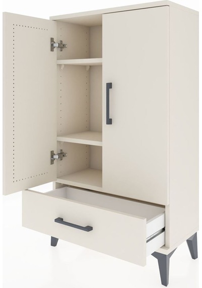Arges Komodin 3 Raflı Tek Çekmeceli 2 Kapaklı 60x30x106 Aytaşı-aytaşı Aytası