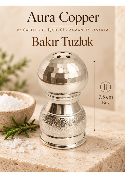 Aura Copper El İşlemeli Bakır Tuzluk Dekoratif Sofra Tuzluğu Ve Baharatlık Ac-tz-003